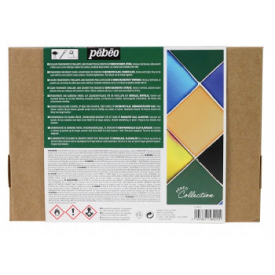 Pebeo Vitrail Glass Painting Collection Set 10 x 45ml Solvent Based Paint 758421